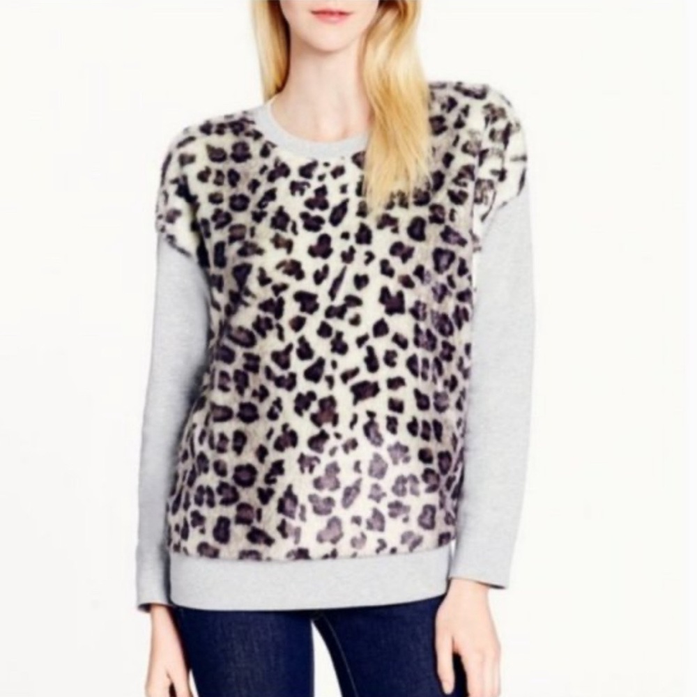 KATE SPADE New York faux fur snow leopard sweatshirt